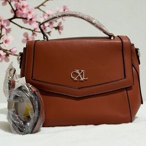 NWT Christian Lacroix Rust Art Deco Envelope Satchel Crossbody Bag Gold Hardware